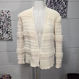 Madewell Cream Textured Open-Front Cardigan